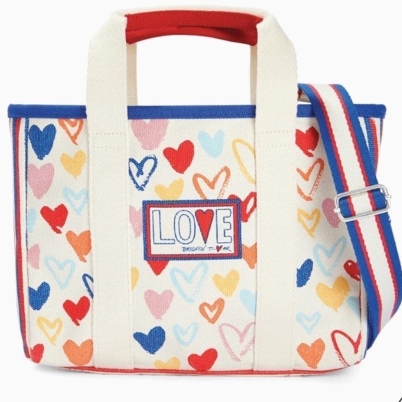 Brighton Red White And You Heart Firework Canvas Mini Tote Crossbody Strap NWT - Picture 3 of 12